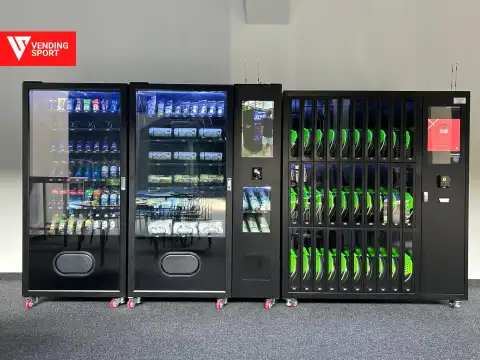 Vending Sport automati za padel klub — VendBox ormarić za rekete, automat za opremu i automat za piće